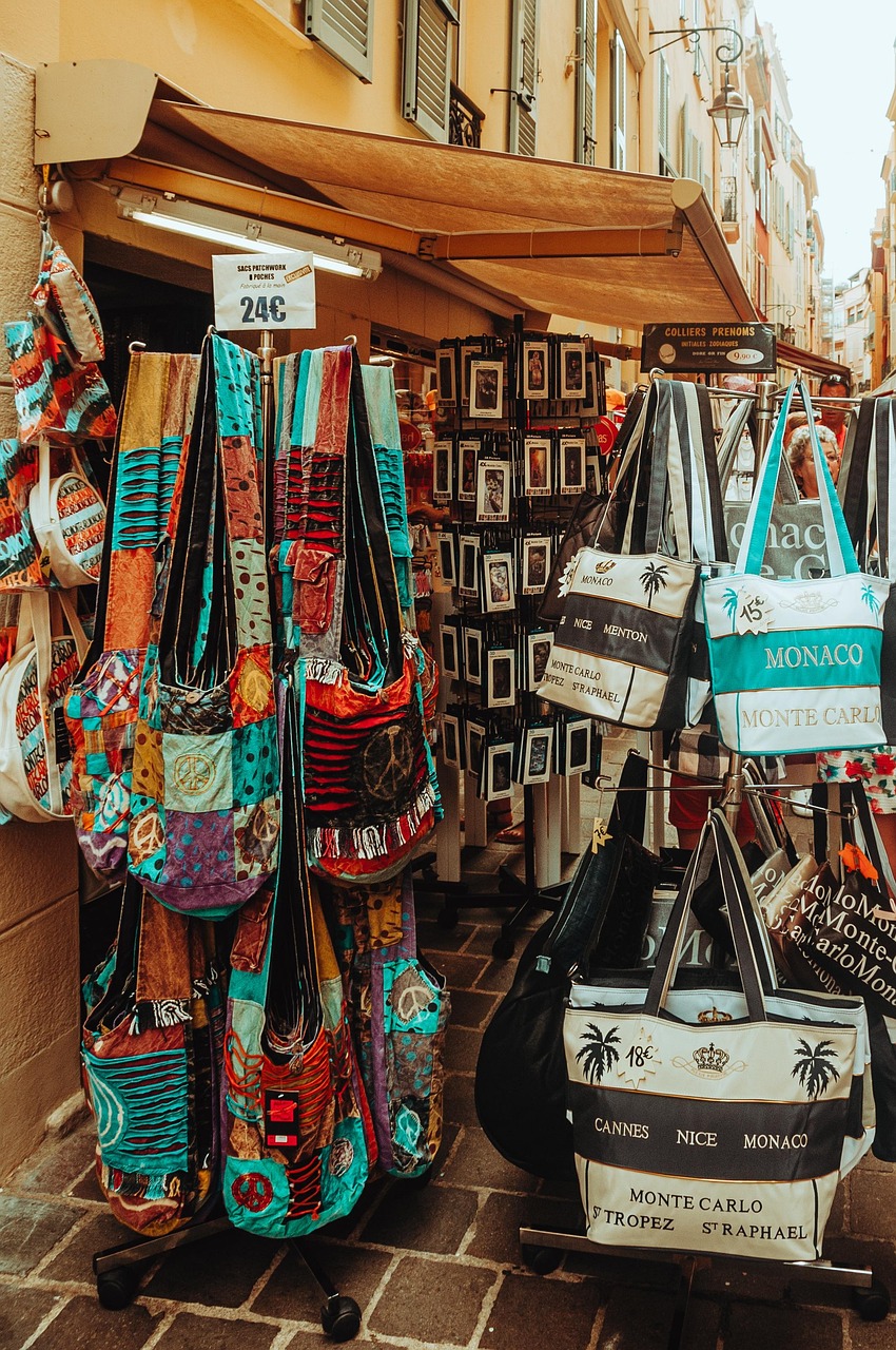 bags, shop, gift shop, establishment, tourist shop, france, monaco, destination, vacation, travel